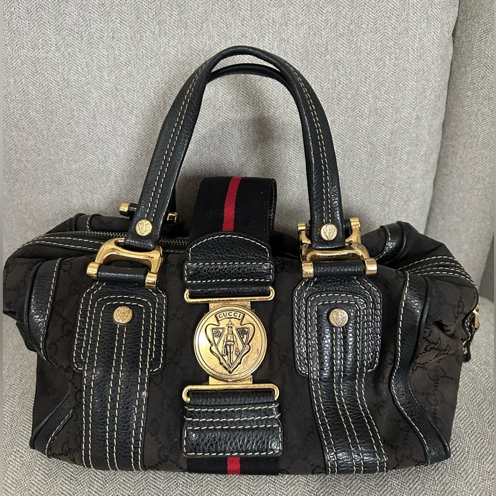 Vintage Black Handbag with Gold Hardware